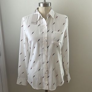 RAILS Kate Lightning Bolts Silk Blouse Small